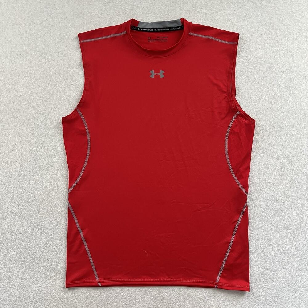 Under Armour UA Men Red HeatGear Compression Tank Sleeveless Top 1257469 XXL